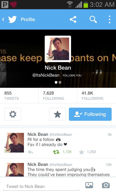 oml i literally wanted to cry . thank you so much , i love you. <a href="/ItsNickBean/">Nick Bean</a>