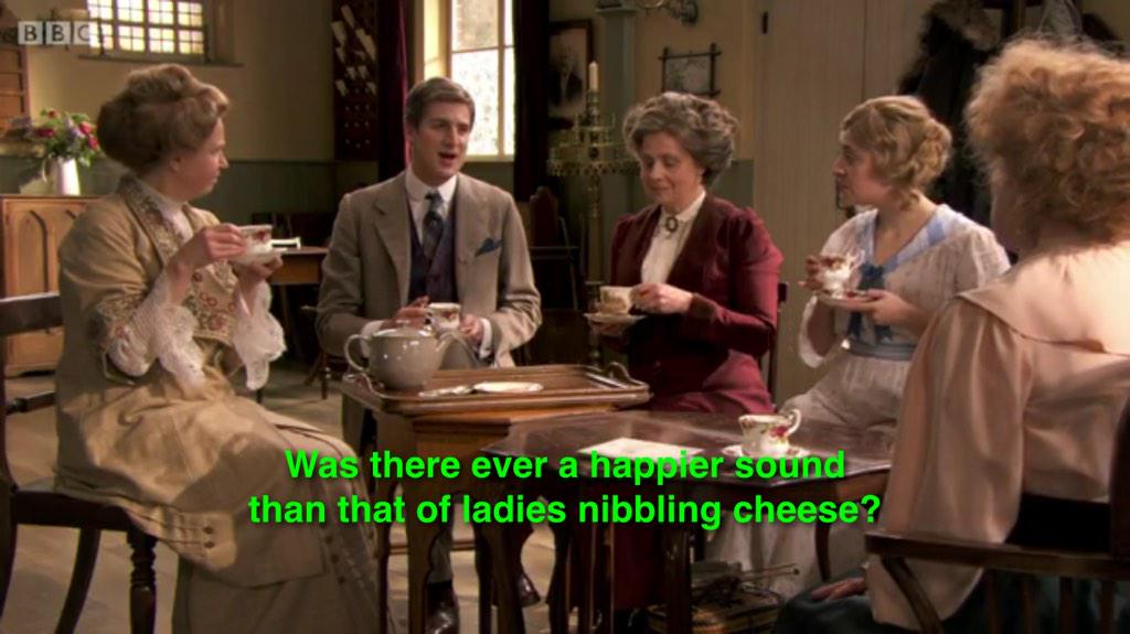 'Was there ever a happier sound than that of ladies nibbling cheese?' #upthewomen #iplayershiddentreasures