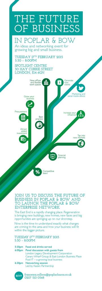 1 more sleep until the future of business in Popular &amp; Bow at the <a href="/TowerHamletsNow/">Tower Hamlets Council</a> &amp; @poplarharca event #THEnterprise