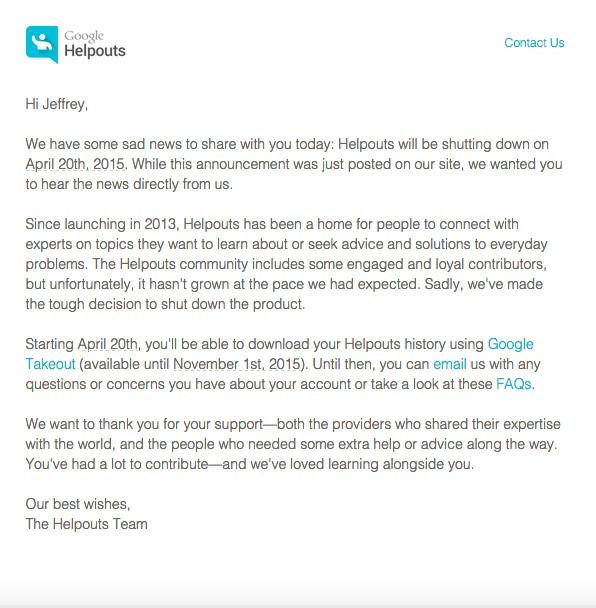 BlogNT's tweet image. Google Helpouts va fermer ses portes le 20 avril | blog-nouvelles-technologies.fr/60807/google-h… via @Lryo17 #Google #Helpouts