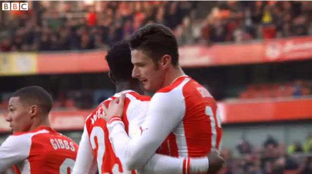 BBCSport's tweet photo. The perfect team goal from #afc? Watch: http://t.co/RlPTwzqZY9 (UK only) http://t.co/LpBBrlSPON