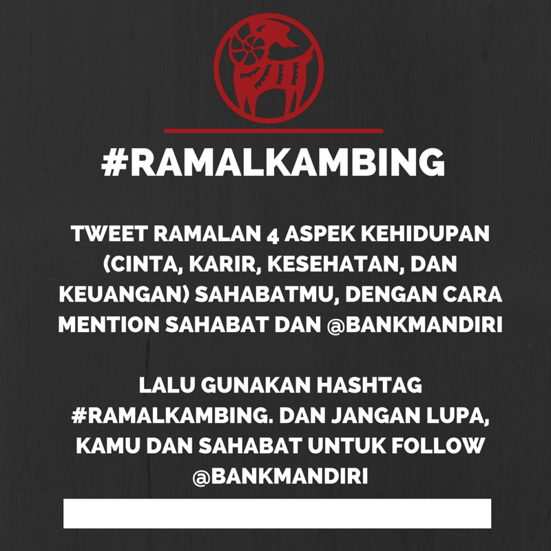 bankmandiri's tweet photo. 3. #ramalkambing 4 aspek hidup (cinta,karir, kesehatan &amp; keuangan) sahabatmu, jgn lupa mention dia &amp; Bank Mandiri ya http://t.co/81dooJI9Z0