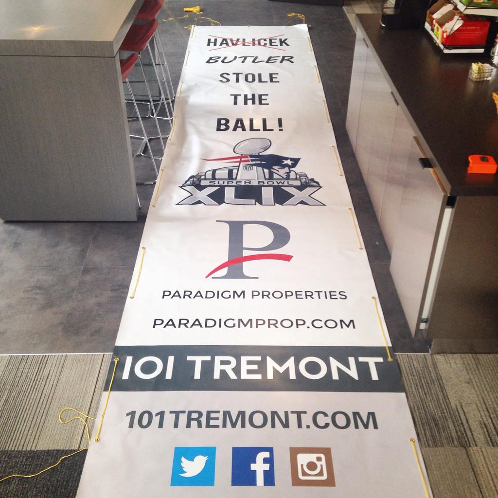 Celebrating the #PatsParade from our office at @101_Tremont! #PatriotsNation