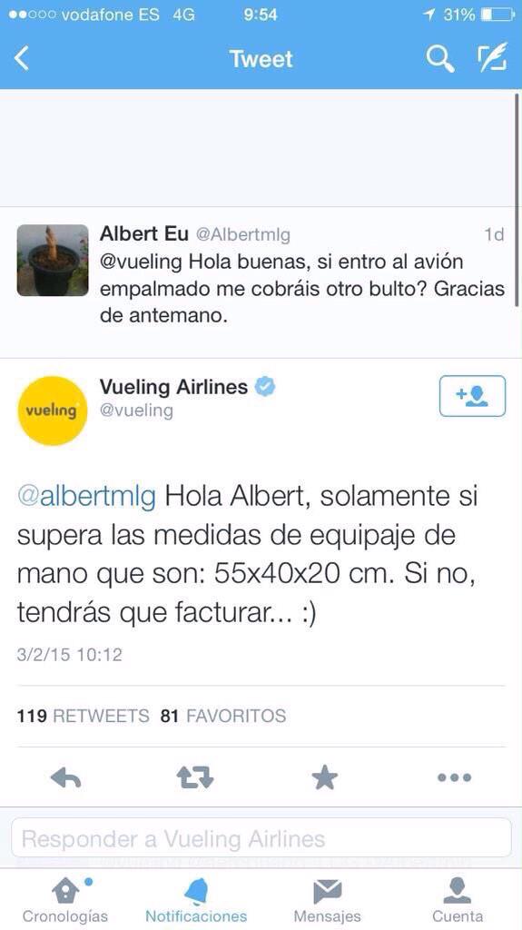 josefajram's tweet photo. El tío más cachondo de twitter es el CM de @vueling http://t.co/arTwh3LplO