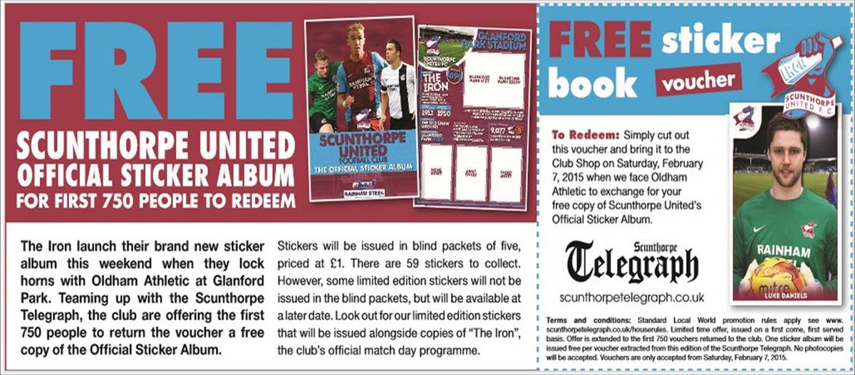 SUFCOfficial's tweet photo. This voucher will be in tomorrow's @ScunTelegraph to be exchanged for United's Sticker Album on Saturday. #UTI http://t.co/ANlhyJjzOD