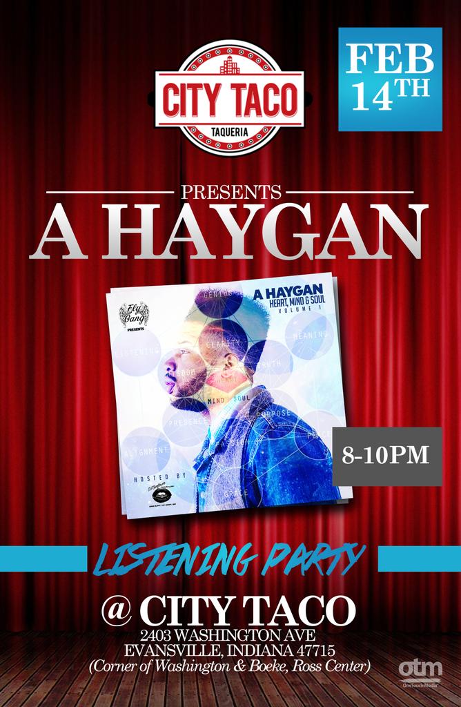 ahaygan's tweet photo. @CityTaco #Presents: @ahaygan #ListeningParty #From 8-10PM #ValentinesDay #ValentinesDayHMS #ValentinesDayIsComing http://t.co/qsR9H7NTfP