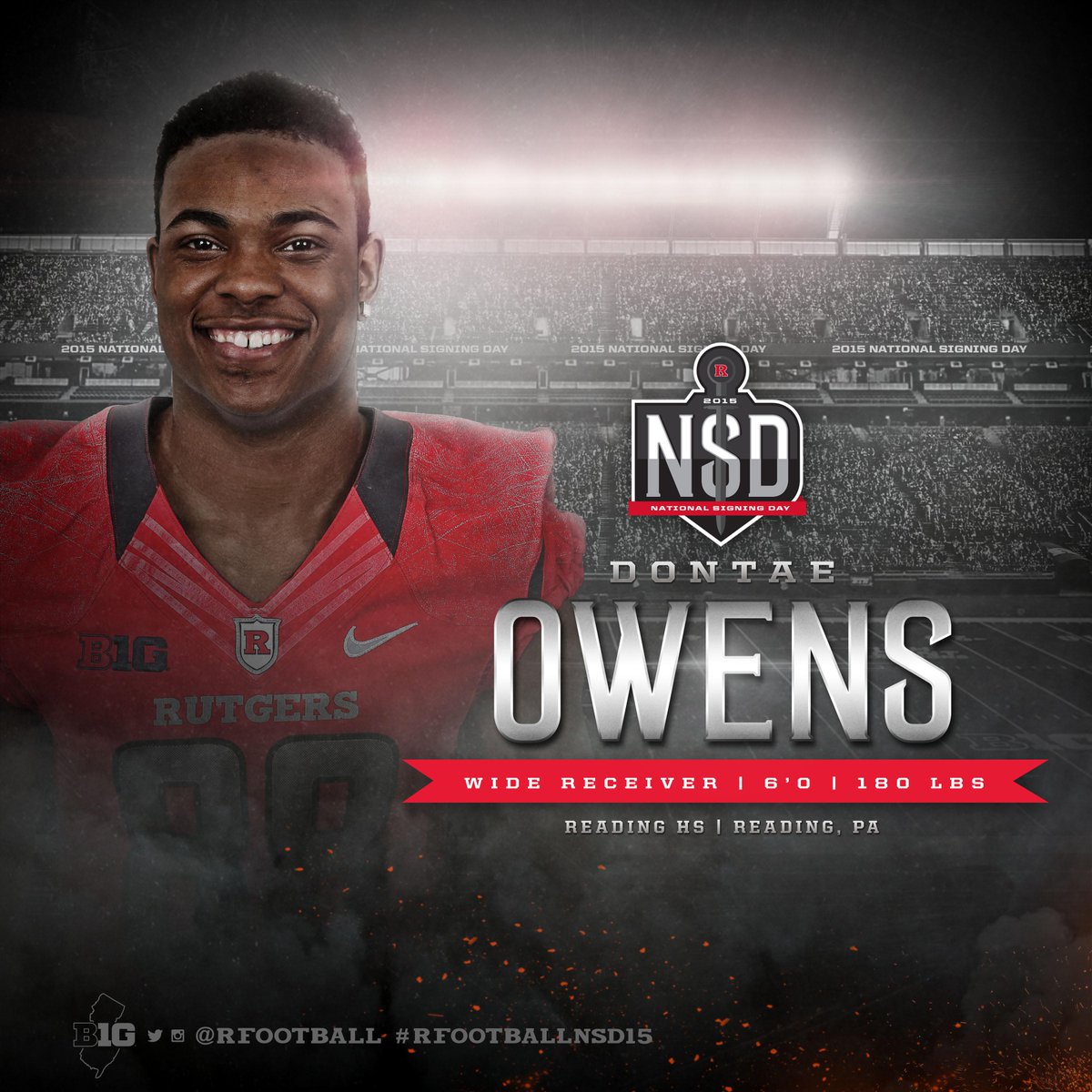 RFootball's tweet photo. Dontae Owens (Reading, Pa.) is officially a Scarlet Knight! http://t.co/a4nQAGq3V9 #RFootballNSD15 http://t.co/cDF6CrlJRB