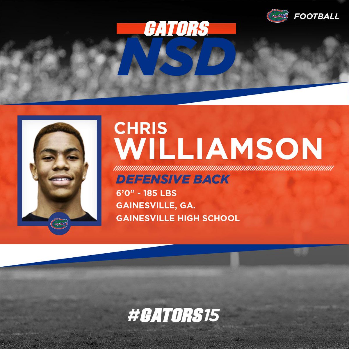 GatorsFB's tweet photo. DB @chris_will8 from Gainesville (Ga.) is in! #Gators15 http://t.co/M5QlQVuYNX
