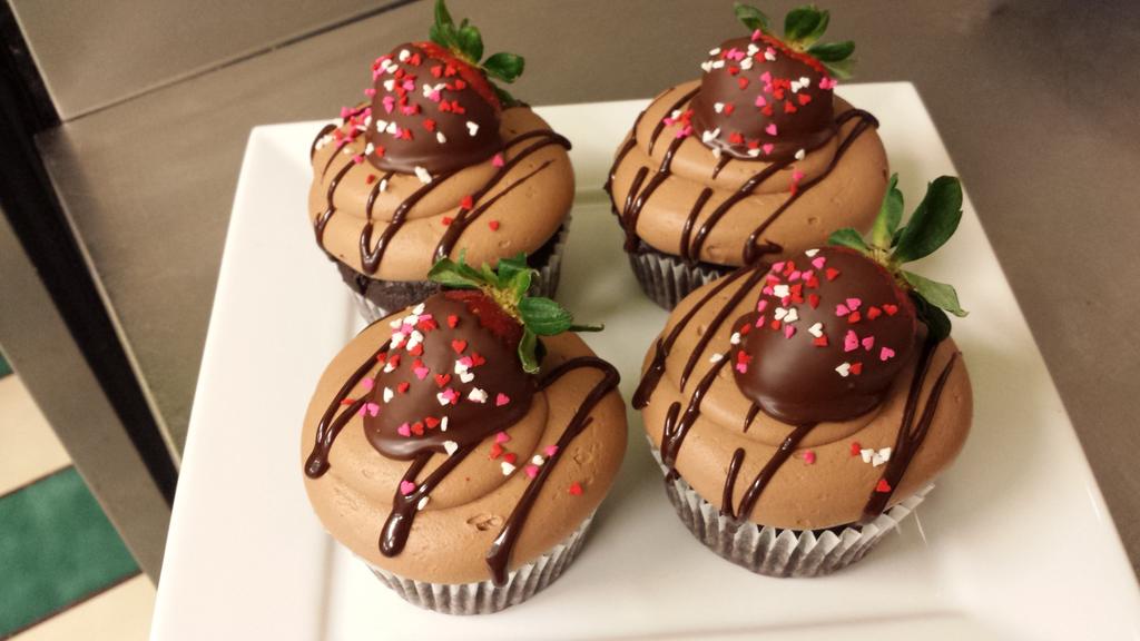 fcbakery's tweet image. *Stuffed* Death-by-Chocolate-Covered-Strawberry JUMBO Cupcakes $3.99 each! Now through Valentine's Day!