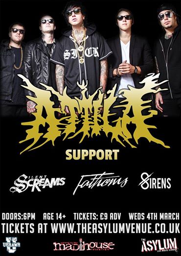 sirensbanduk's tweet photo. Our first show of 2015 is supporting @ATTILAga &amp; @silent__screams at @TheAsylumVenue @totaluprawr ! March 4th! http://t.co/BcArG3ZDV5