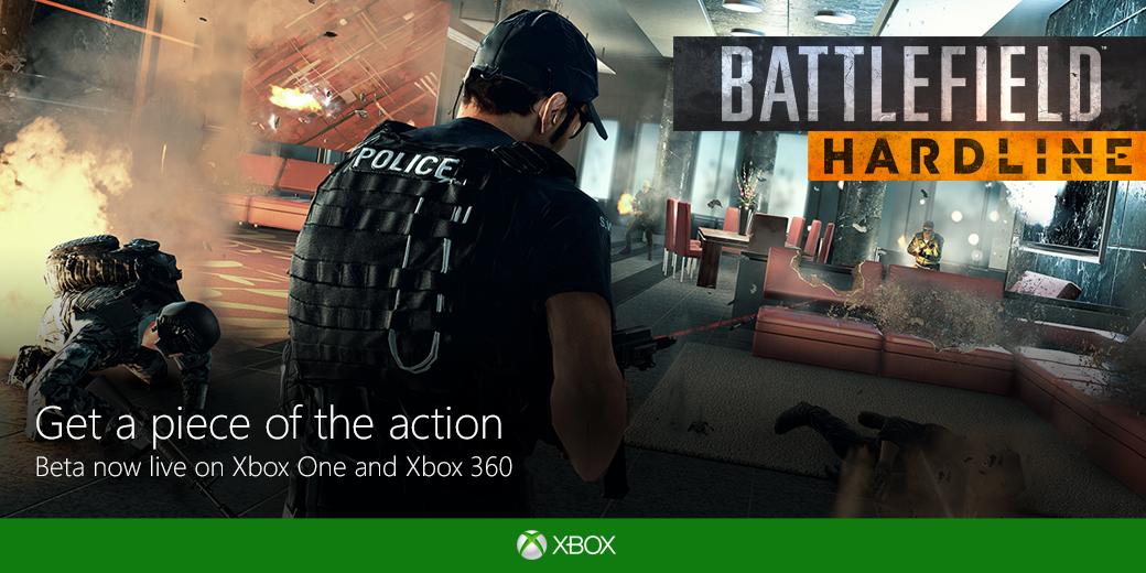 xboxuk's tweet photo. The @Battlefield: Hardline beta is now available to download on #Xbox One &amp; 360 - have you played it yet? #BFHardline http://t.co/QBZe4eU1Po