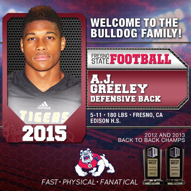 It's official, A.J. Greeley from Edison HS is now a Bulldog! #BulldogBornBulldogBred