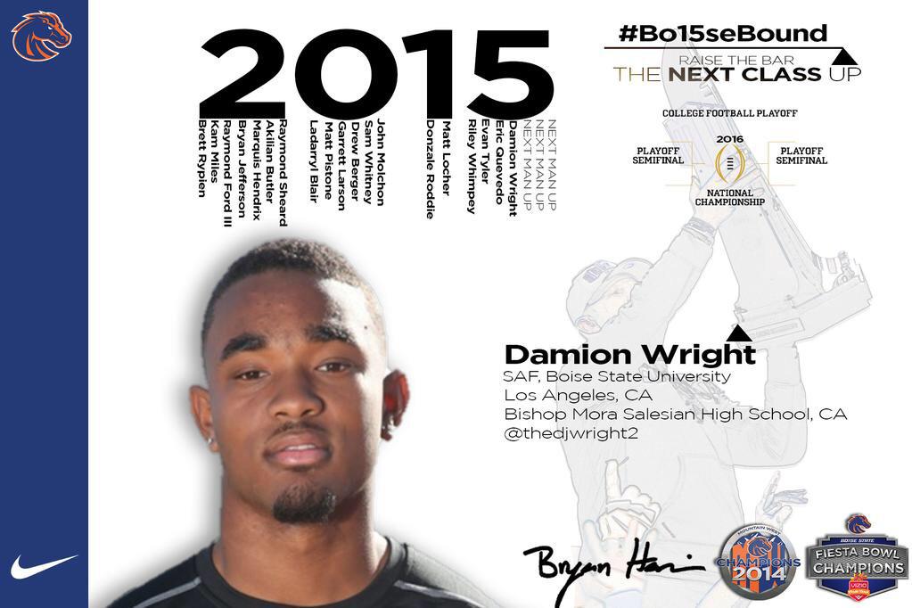 BSURecruits's tweet photo. Safety Damion Wright is officially a Bronco! #Bo15seBound #DBFamU http://t.co/KnZXiKJPrK