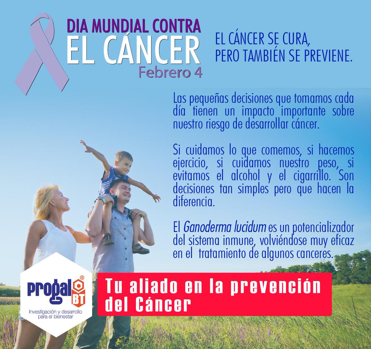 PROGAL_BT's tweet photo. #DíaMundialContraelCáncer 
Progal Tu aliado en la prevención del #Cáncer
http://t.co/qXRjRkpVmr http://t.co/4q0IQxboj0