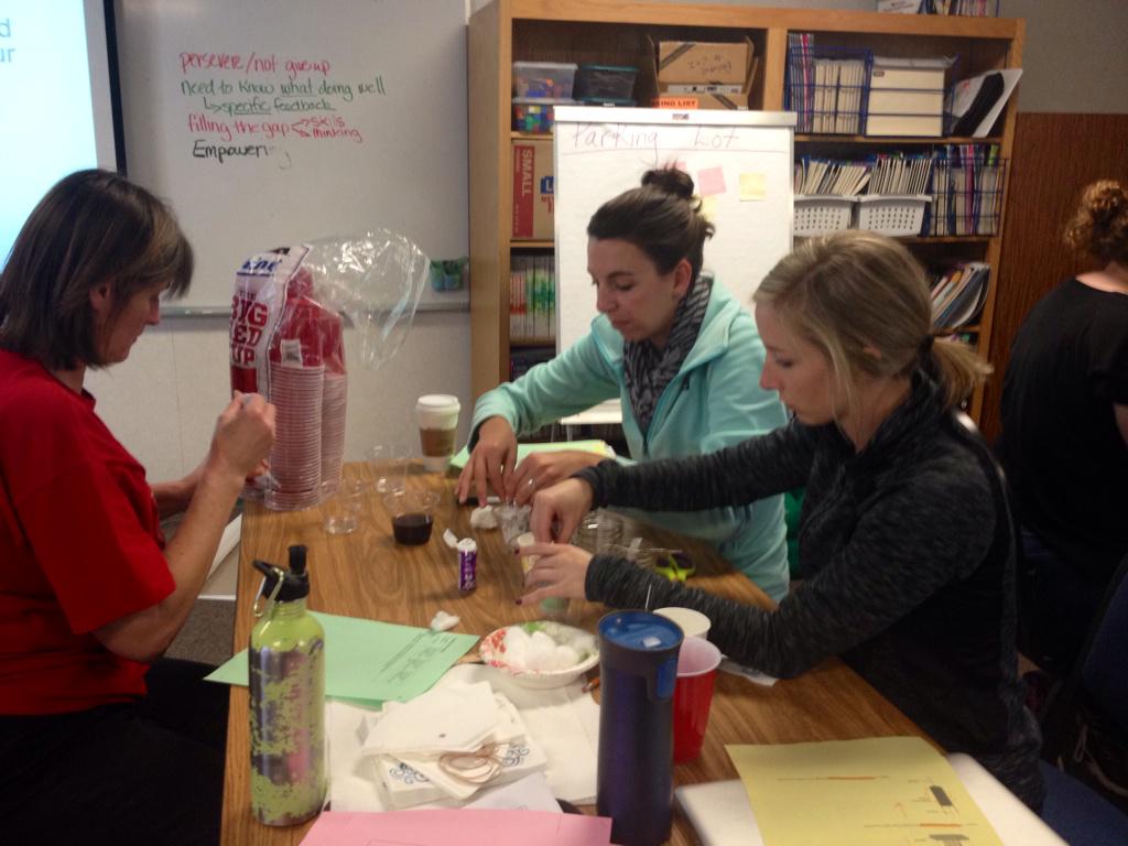 SecondaryCandI's tweet photo. VUSD teachers Engaging in a problem: determine if paper or column chromatography is most efficient &amp; cost effective http://t.co/WJ8aos8WIA