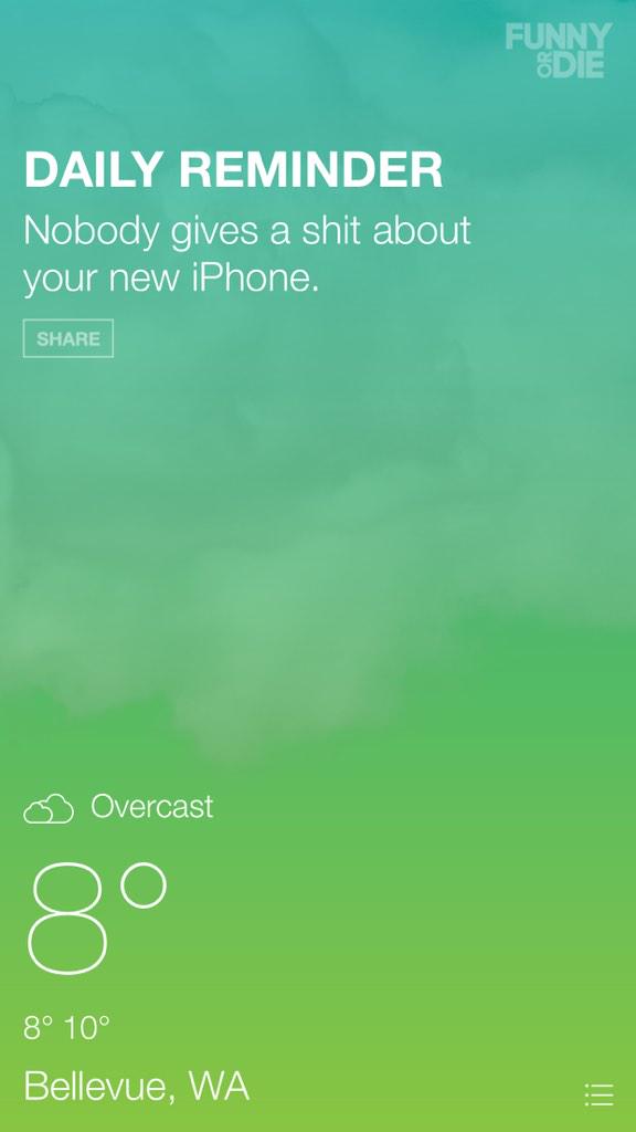 amy_guo's tweet photo. Got a new iPhone6+ yesterday and installed a new weather app as recommended by BI. ok, here is what I get today! http://t.co/lFbexfrwv8