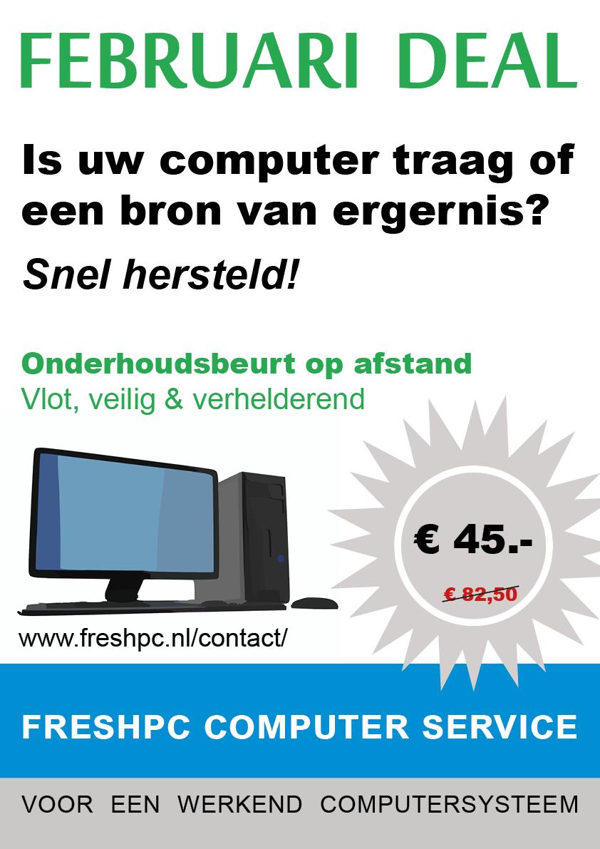 FreshPC's tweet photo. Februari deal: Is uw computer traag of een bron van ergernis? Snel hersteld! http://t.co/HG5AiAfyCT http://t.co/R2VSYLqhgB