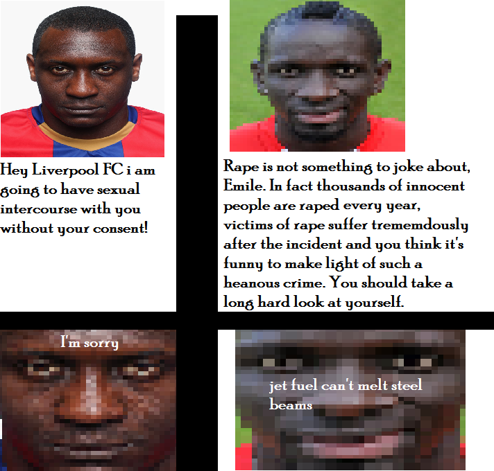 BiblicalShart's tweet image. WOW Sakho #parred the beast Emile Heskey right off!!!! #SayNoToRape #YNWA