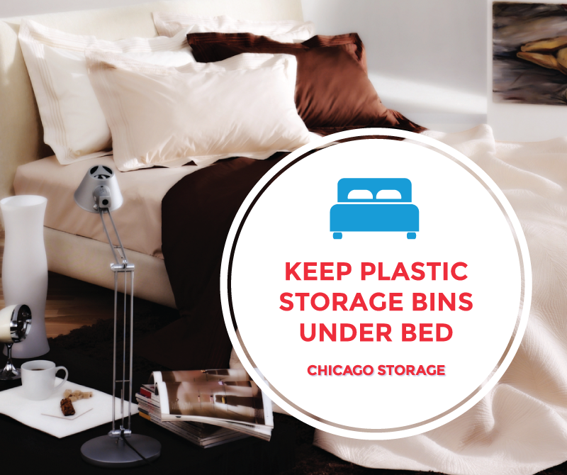 Make more space in a small closet by storing out-of-season clothes in plastic bins under your bed.