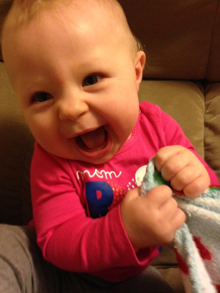 jbucswife's tweet image. Showing off her new little pearly whites! #FirstTeeth