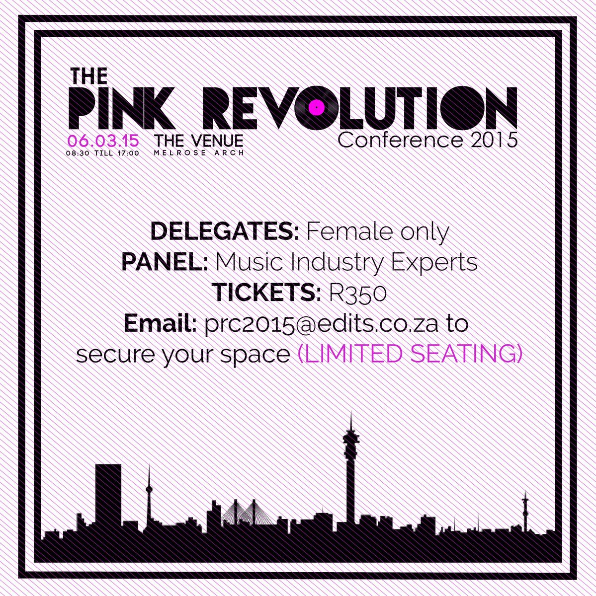DJZinhle's tweet photo. Be part of the PinkRevolutionConference. Email PRC2015@edits.co.za for more info #PRC2015 #FuseTurns6 http://t.co/oztd3Nu93L