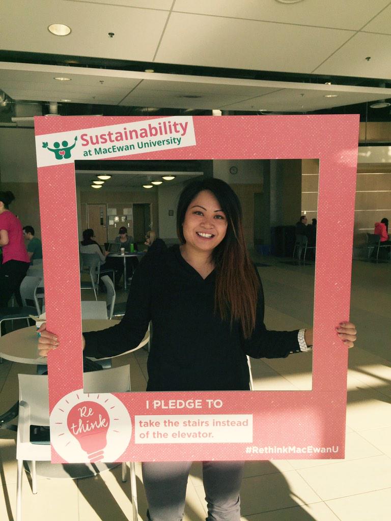 cmocol's tweet photo. Just took the pledge to take the stairs instead of the elevator! 😊 #rethinkmacewanu http://t.co/gWfkpVJqoc