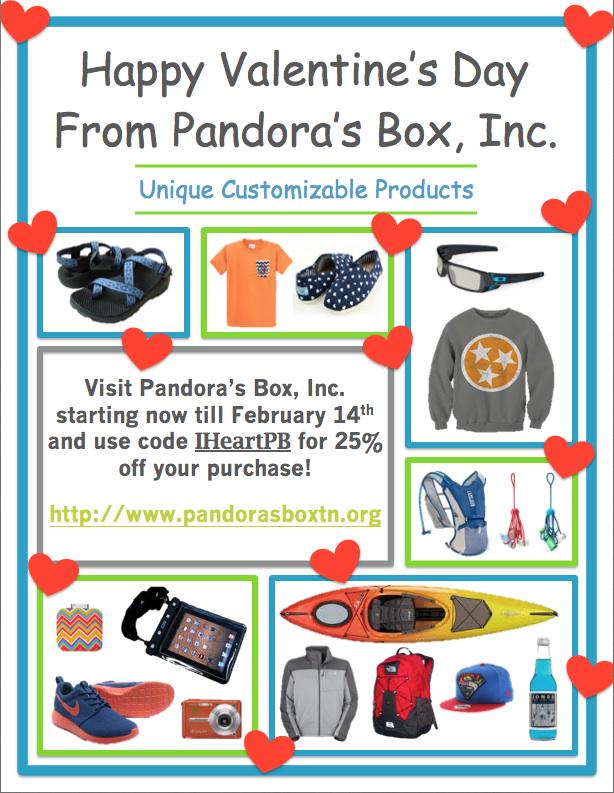 PandorasBoxVE's tweet photo. Come by PB now until February 14th and use code "IHeartPB" for 25% off!!! http://t.co/1JFYMQlzsj