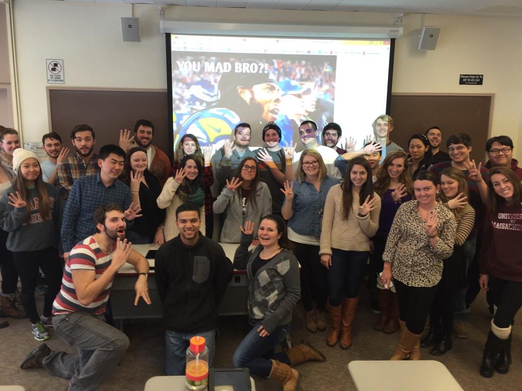 bostongarden's tweet photo. @IsenbergDean Having fun in class. How's that occasional cheer for the #Seahawks going? @IsenbergUMass #LoveIsenberg http://t.co/BT5ue7shIS