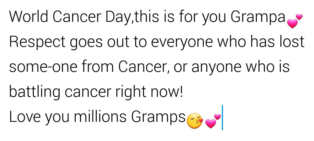 amylewisox's tweet photo. It wouldn't let me write the tweet so I had to screenshot it instead! 
World Cancer Day💕 http://t.co/92aFTSQnWF