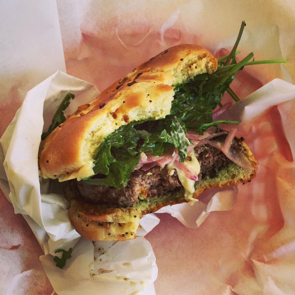 ok, the kale/pesto/garlic aioli burger of the month at <a href="/TheOinkster/">The Oinkster</a> is delicious