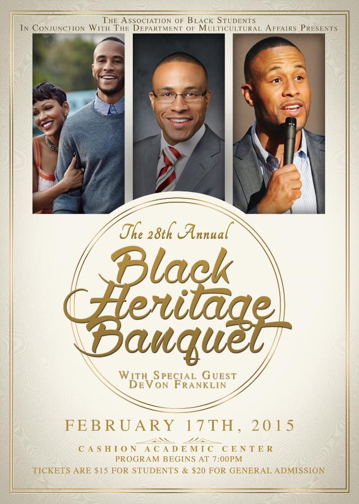 Baylor's tweet photo. Get your tickets now for the Black Heritage Banquet w/ DeVon Franklin: http://t.co/NkFnQoSx8H @BaylorABS @BaylorMA http://t.co/uvHfN7Wdf6