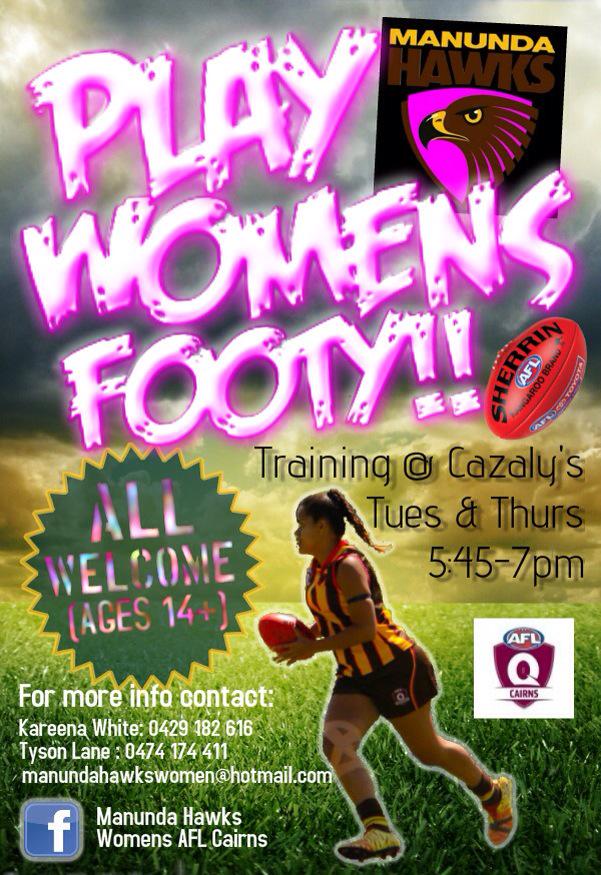 ManundaHawks's tweet photo. @aflcairns @AFLQFemaleFooty @GirlsPlayFooty http://t.co/gJq1whofPK