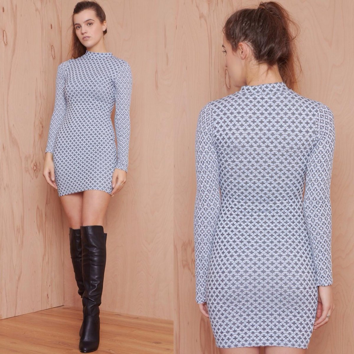LasulaBoutique's tweet photo. Love the 70's Look in this Tile Print Dress! #Bodycon #Tile #Pattern #Print #Highneckline #Funnelneck #Midi #SS15 http://t.co/6qZP8hz2jH
