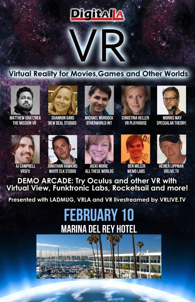Try Oculus VR at our panel w <a href="/wemolab/">WemoLab</a> @vvpvr <a href="/funktroniclabs/">FUNKTRONIC LABS</a> <a href="/AllTheseWorlds1/">AllTheseWorlds</a> <a href="/WhiteElkStudio/">White Elk</a> dlavr.eventbrite.com