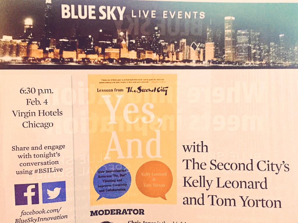 SadeSadenoir's tweet photo. 'Yes, And' @ChicagoBlueSky @TheSecondCity event kicks off momentarily! #BSILive http://t.co/uM7BdXa8fJ
