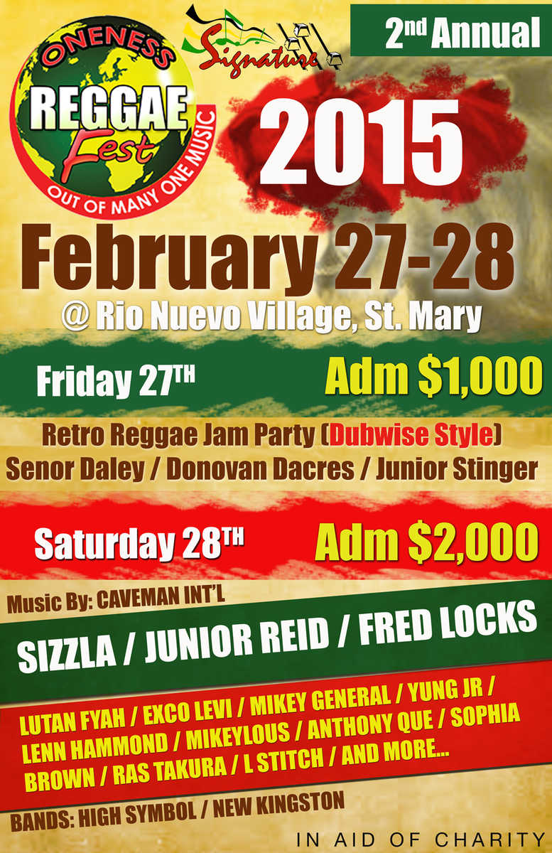Countdown to Oneness Reggae Fest 2015, Feb 27-28th, St. Mary