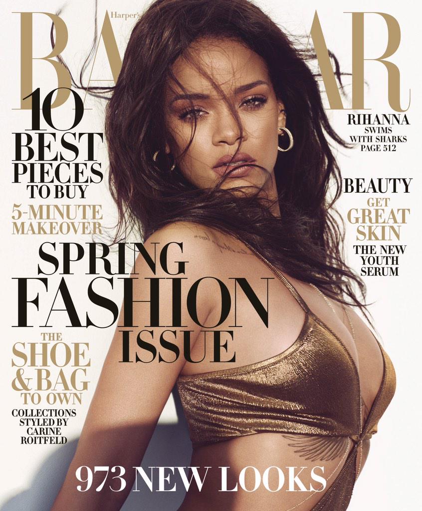 rihanna's tweet photo. @harpersbazaarus getting you ready for summer with our March #COVER http://t.co/tie1OLfKSJ