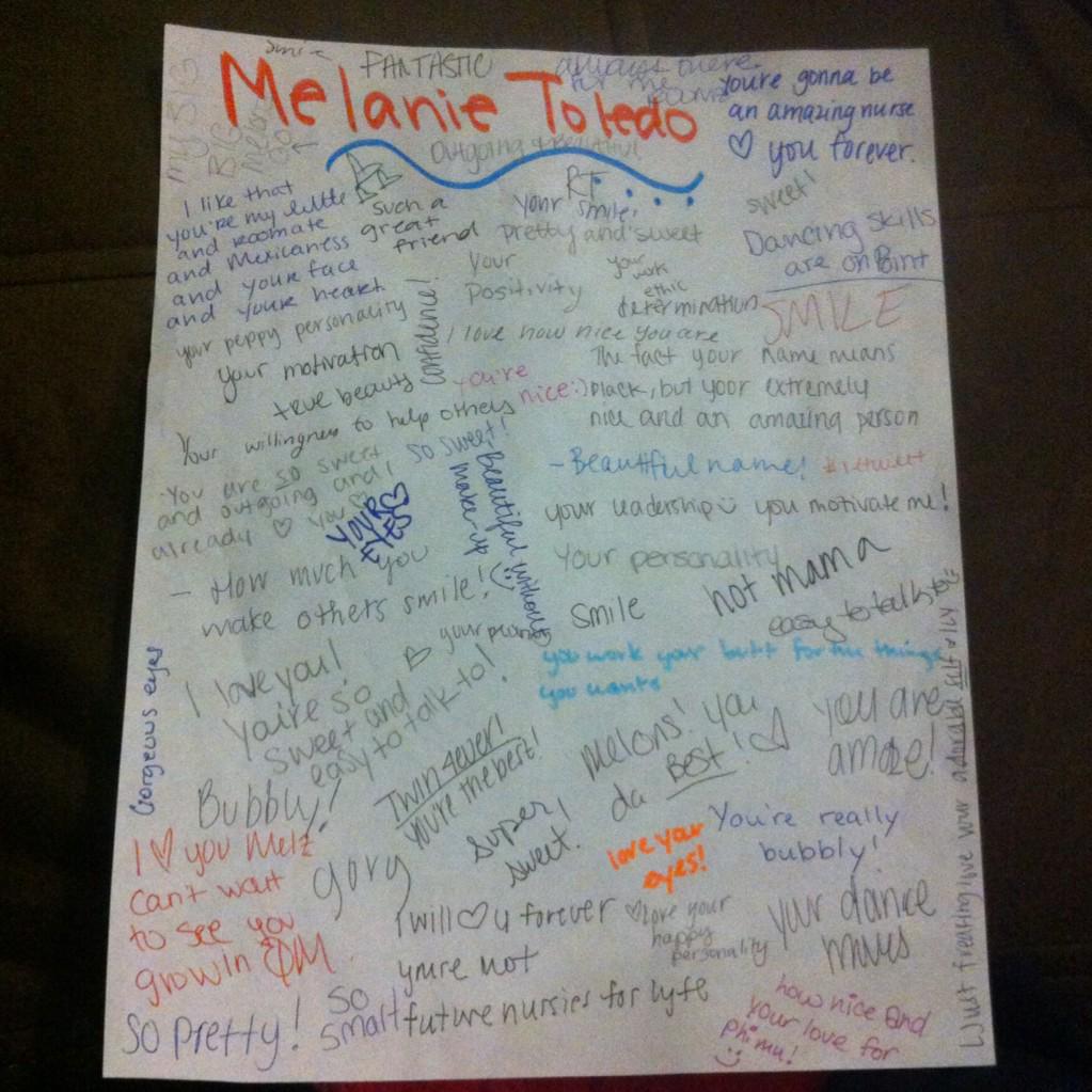melonnn03's tweet photo. "Everyone pass around your papers and write a compliment on each person's paper" #PhiMuChapter #melonz ππ http://t.co/x5lBINhTQW