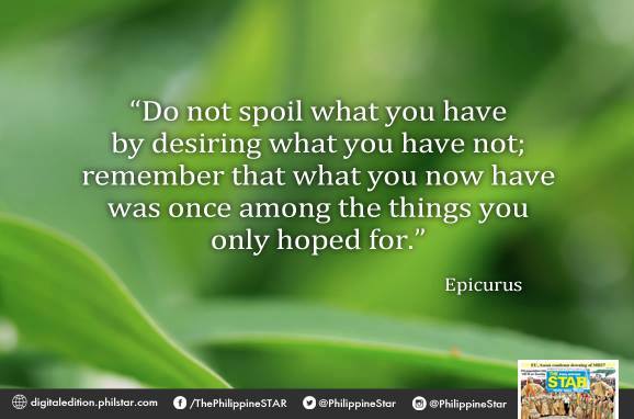 Today's thought: Be contented.
