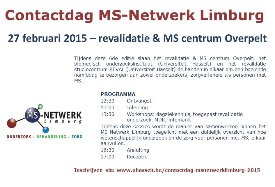 #MSnetwerkLimburg slaat de handen in elkaar voor MS. De jaarlijkse contactdag komt er weer aan...inschrijven maar!
