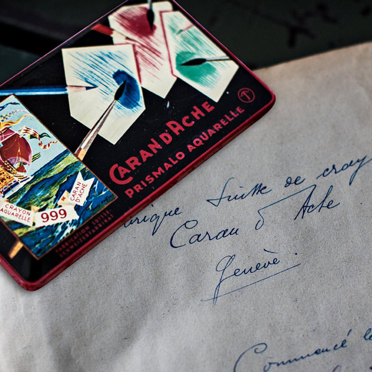 One of the first boxes of Caran d'Ache Prismalo (1935) on the 1924 formula book #carandache100