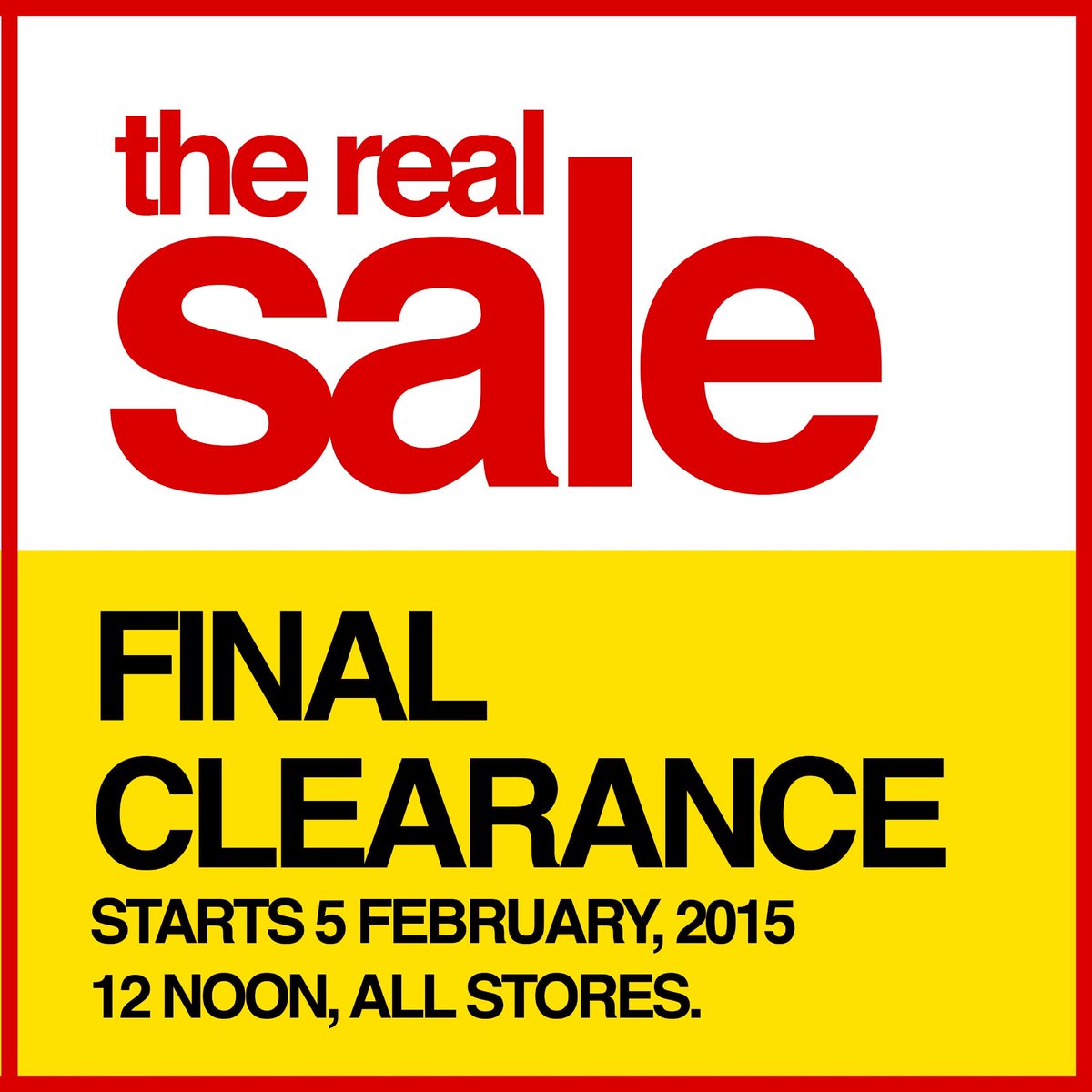 SALE final clearance starts at 12 noon ...