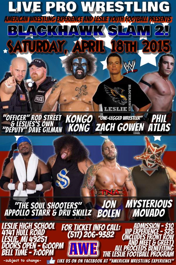 The @AWEWrestling01 makes its debut on Saturday, April 18th 2015 at Leslie High School in Leslie, Michigan!