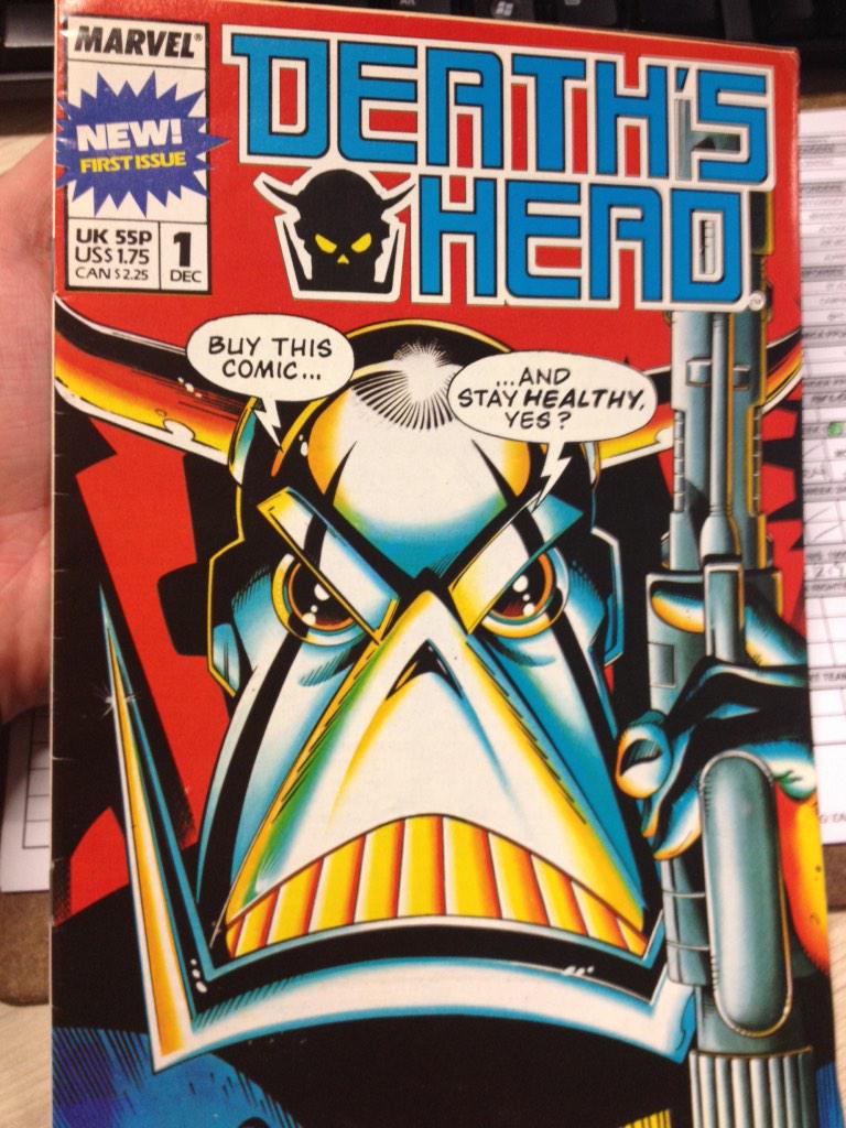 andrew_shaw23's tweet photo. Simon Furman & Bryan Hitch. First 10 issues of Death's Head. Fun series. #workreads http://t.co/hTKgrAz8We