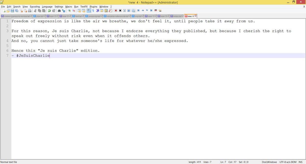 gamesnepal's tweet image. For a while there, I was surprised to see my favorite text editor typing by itself.
#JeSuisCharlie #NotePadPlusPlus