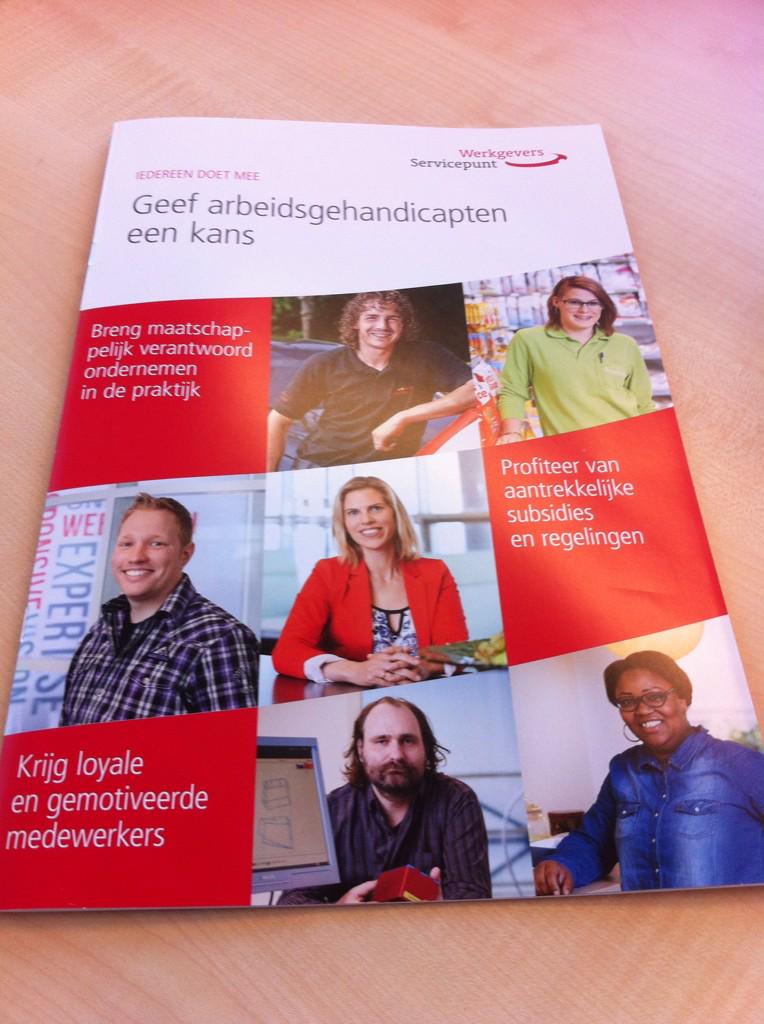 teamNLWGSP's tweet photo. Geef #arbeidsgehandicapten een kans! Brochure van #werkgeversservicepunt. http://t.co/8NGIYxgtr7