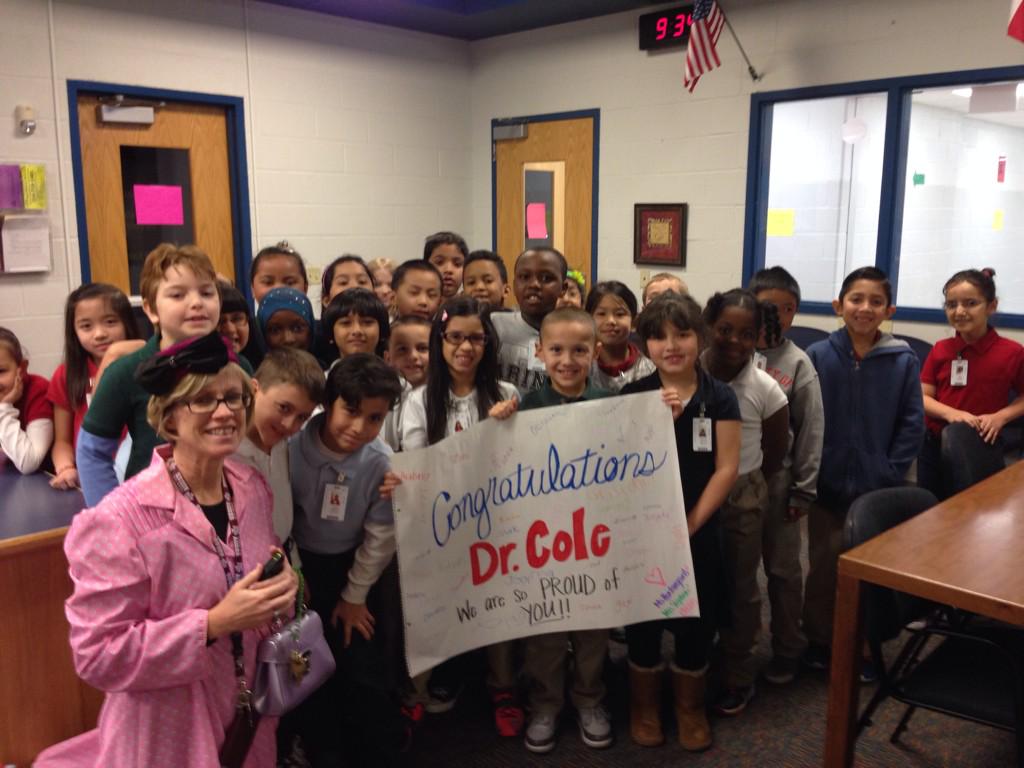 2nd grade celebrated Dr. Cole's accomplishment and learned about college education. <a href="/farinefalcons/">Farine Elementary</a> <a href="/IrvingISD/">Irving ISD</a>