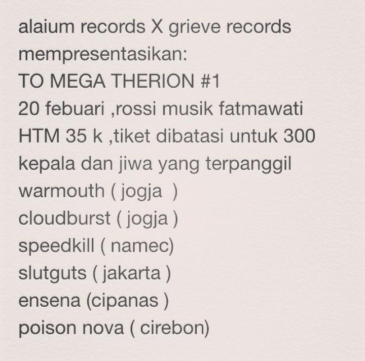 To Mega Therion #1
@ Rossi - 20Feb2015 - HTM 35k 
-Warmouth 
-Cloudburst 
-Speedkill 
-Slutguts 
-Ensena
-Poison Nova