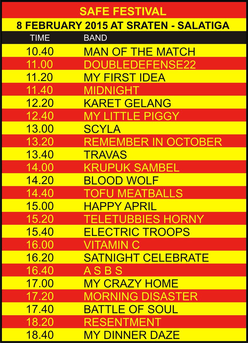 SAFEFESTIVAL's tweet photo. #SAFEFESTIVAL #8FEBRUARY SRATEN - SALATIGA 
#GIGS http://t.co/51W86vLSJv