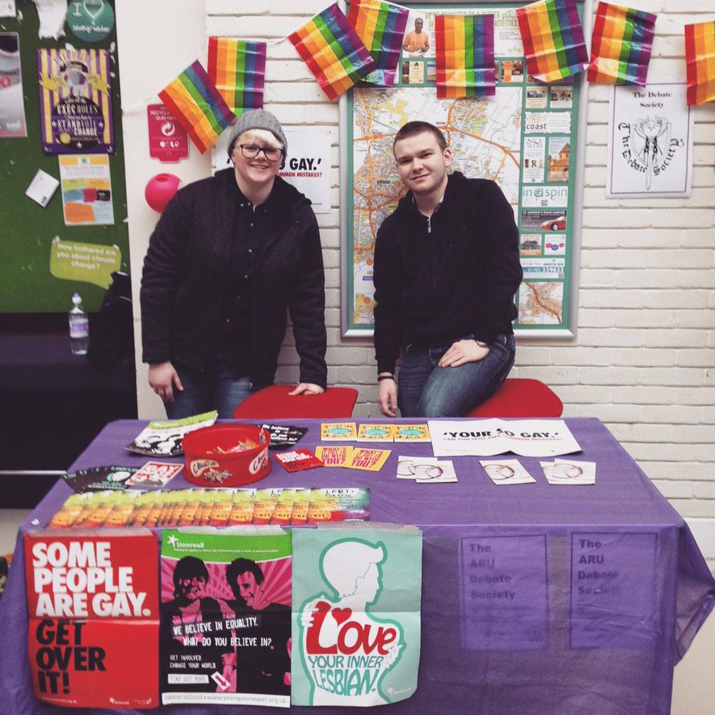 AngliaRuskinSU's tweet photo. Cambridge's @ARULGBT Society @ the #ARUFreshers fair in Helmore Street. http://t.co/dTReOjRWwi